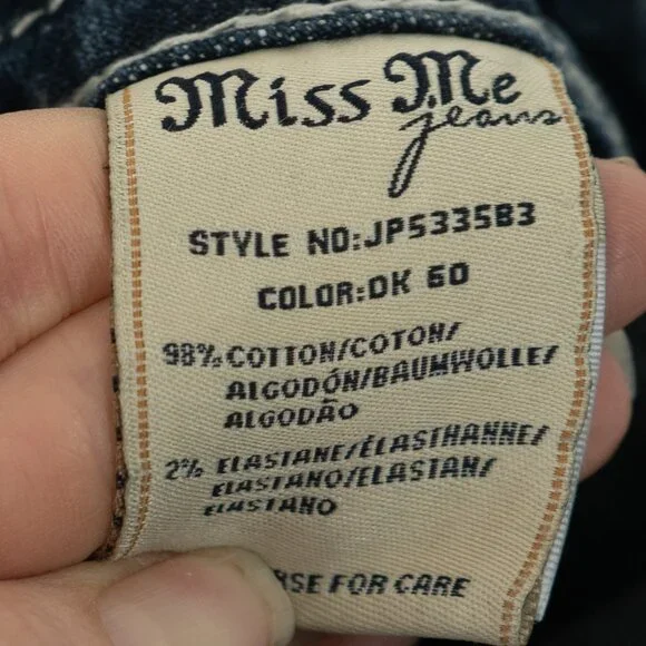 Miss Me Jeweled Boot Jeans y2k Bedazzled Iron Cross Embroidered Flare Denim - Picture 11 of 11